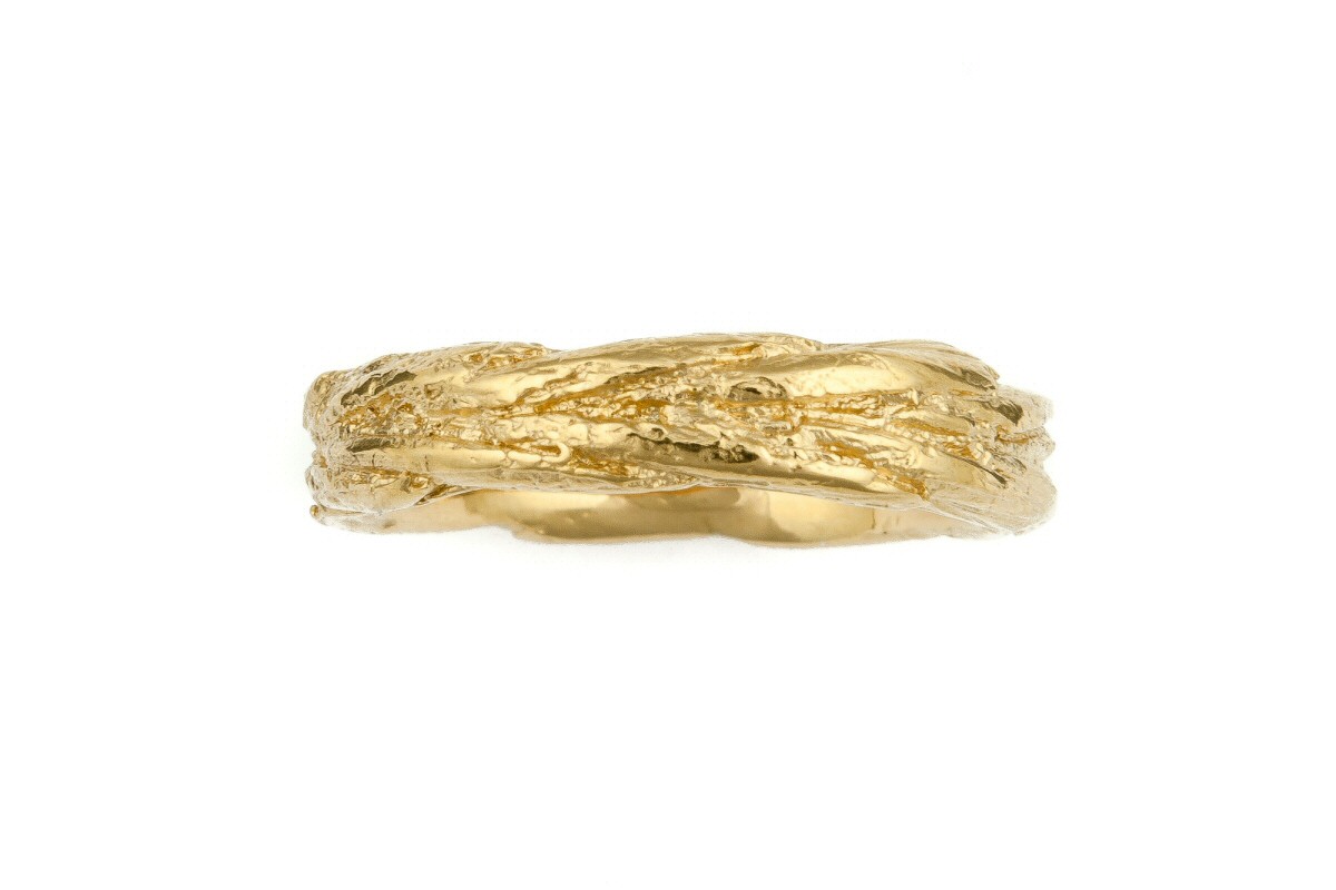 18ct Gold Wide Rye Grass Textured  Ring