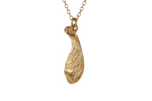 18ct Gold Single  Sycamore Seed Necklace