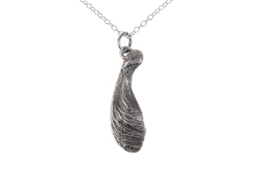 Single Sycamore Seed Silver Necklace