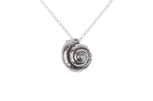Large Silver Snail Necklace