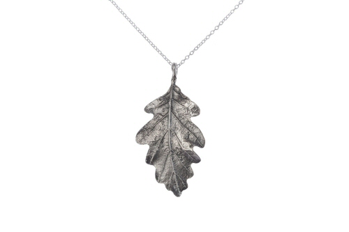 Large Silver Oak Leaf Necklace
