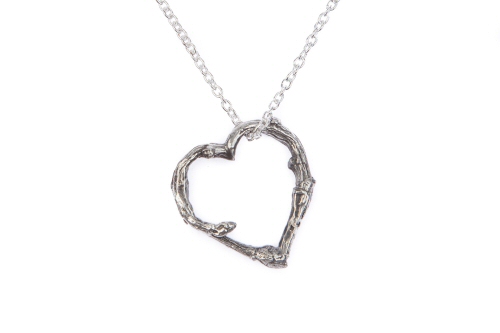 Twig Heart Silver Necklace