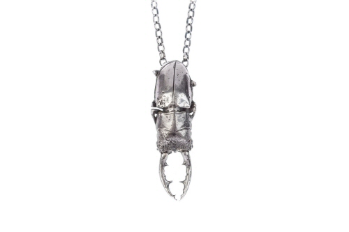 Stag Beetle Necklace in Silver