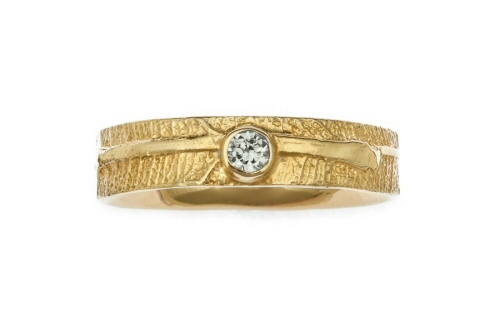 18ct Gold Leaf and Diamond Ring