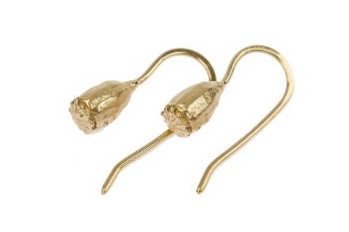 18ct Gold Field Poppy Seed Head Hook Earrings