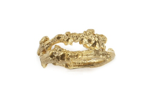 18ct Gold  Textured Twig Wrap Ring