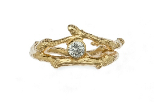 18ct Gold Budded Twig and Diamond Engagement Ring