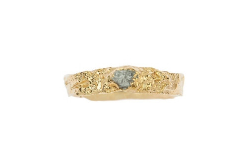 18ct Gold  Lichen with Uncut Diamond