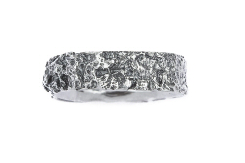 Slim Lichen Textured Band Ring