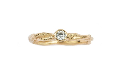 18ct Gold Diamond Set Twisted Twig Engagement Ring