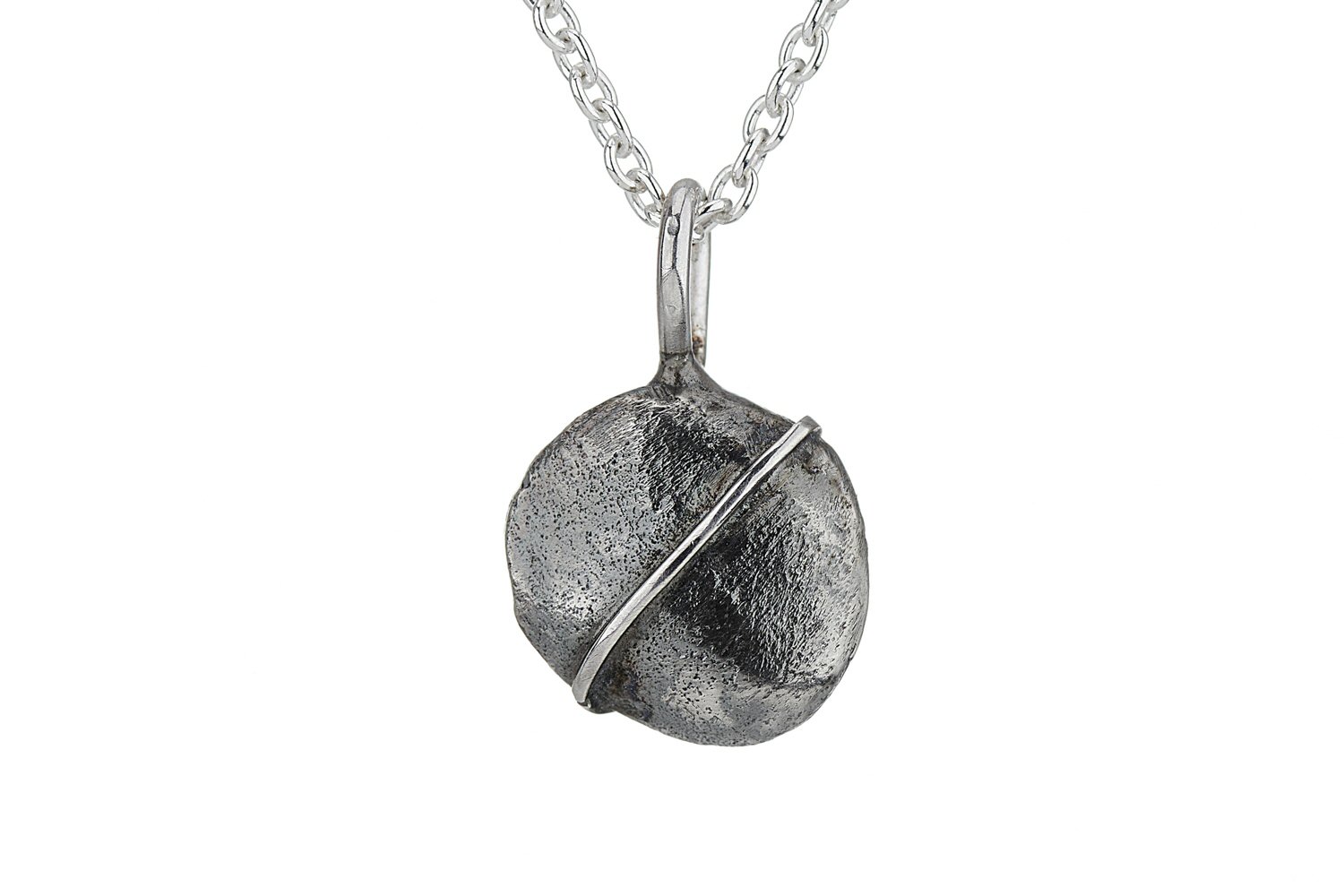 Striped beach pebble pendant