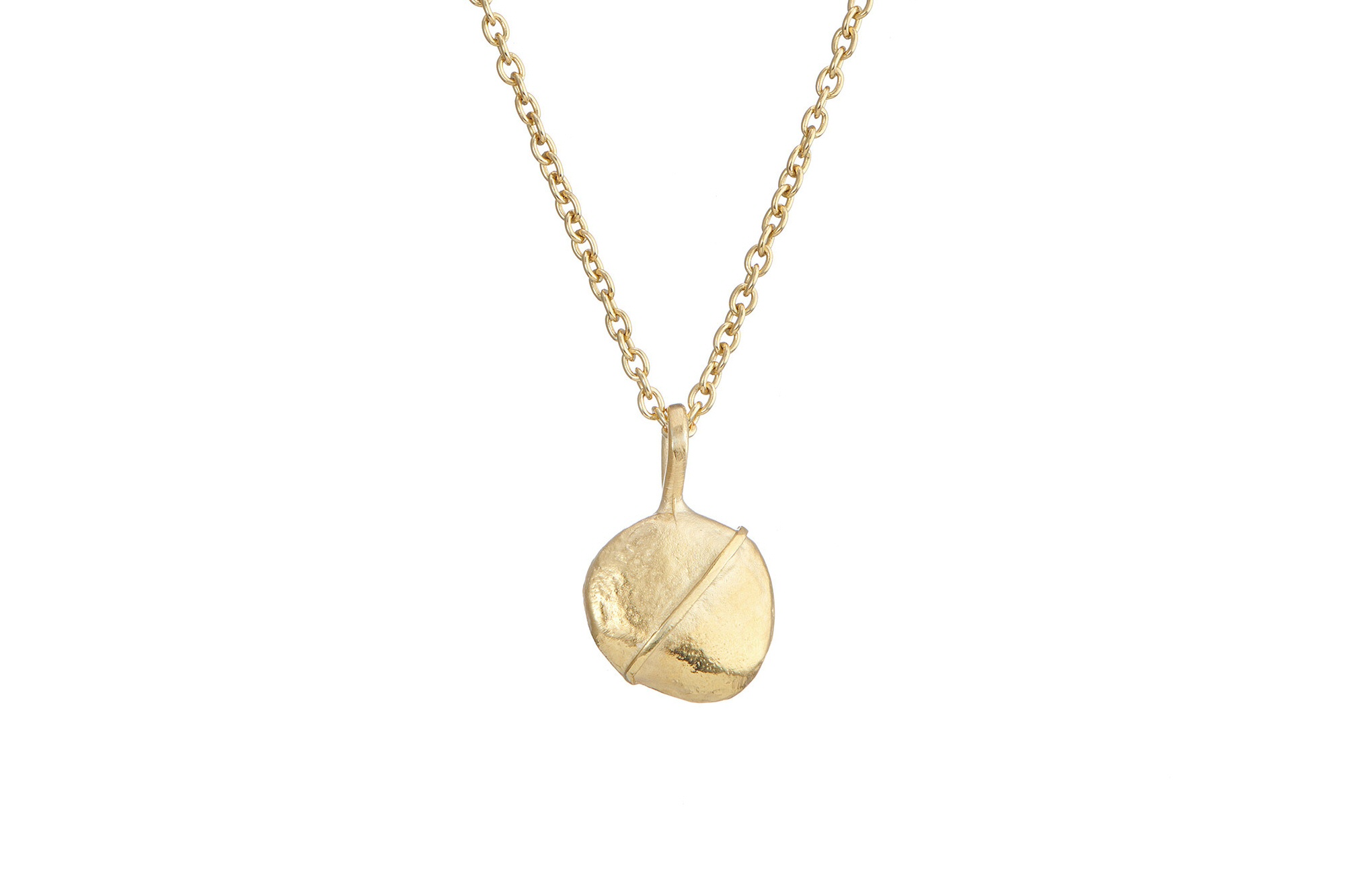 18ct Gold  Striped Pebble Necklace