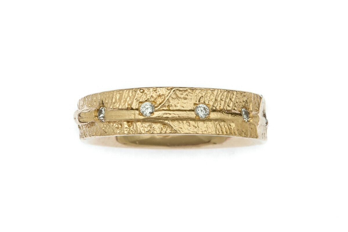 18ct Gold Leaf and Diamond Eternity Ring