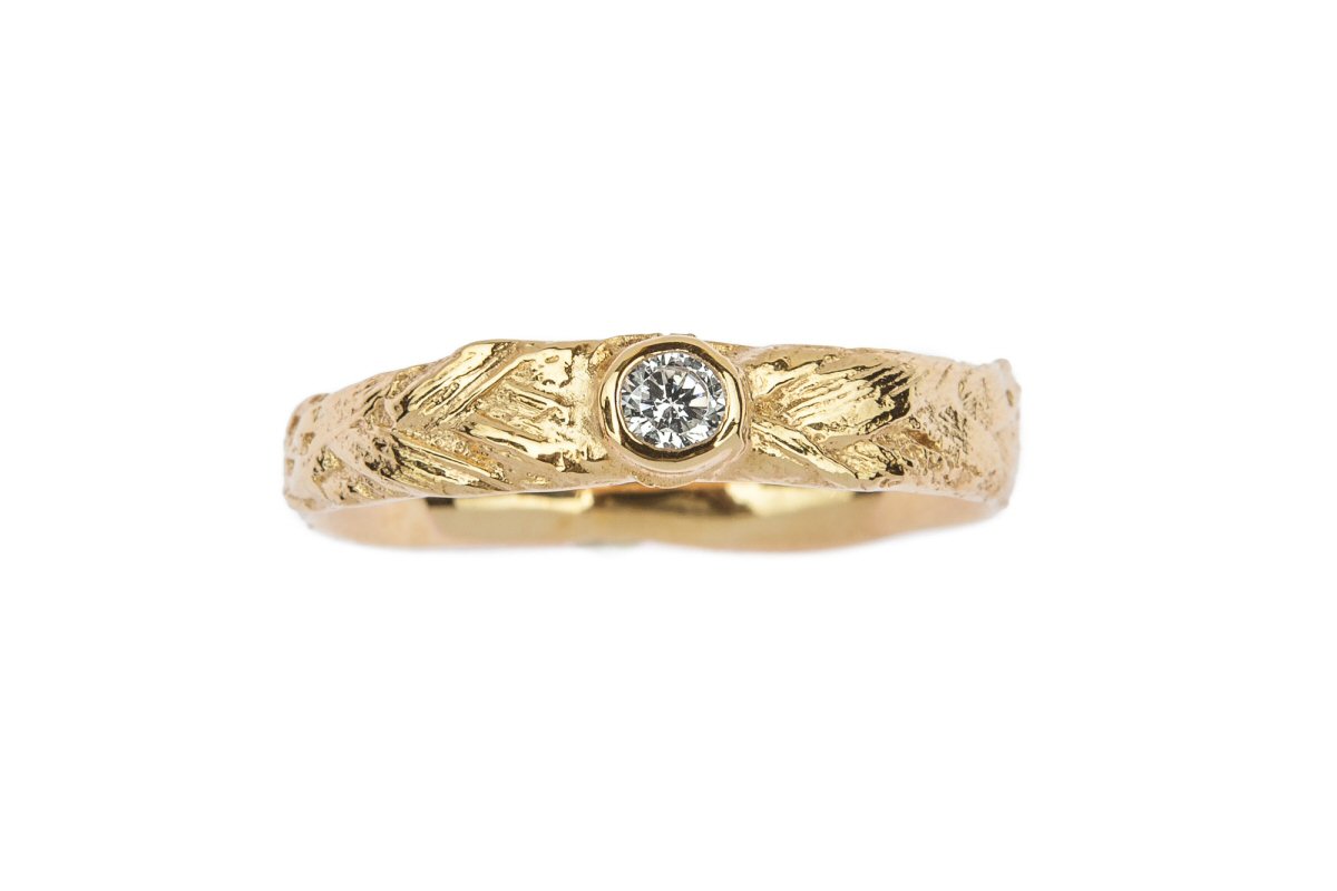 18ct Gold Plaited Meadow Grass Diamond Engagement Ring
