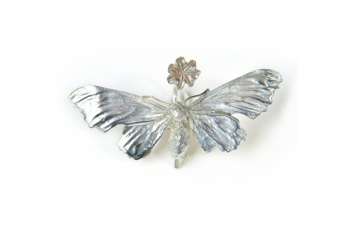 Hawk Moth and Poppy Seed Head Ring