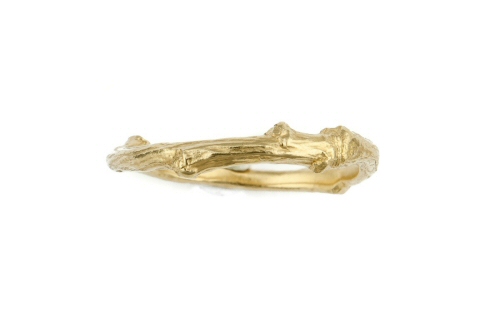 Twig ring, gold band.