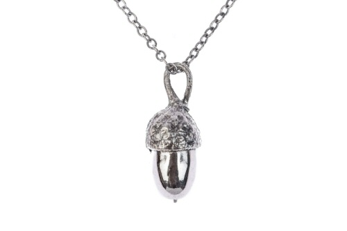 Large Silver Acorn Necklace