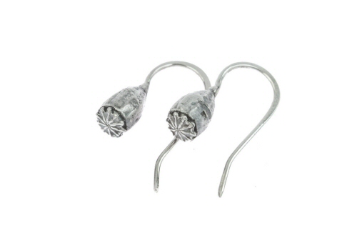 Field Poppy Seed Head Hook Earrings