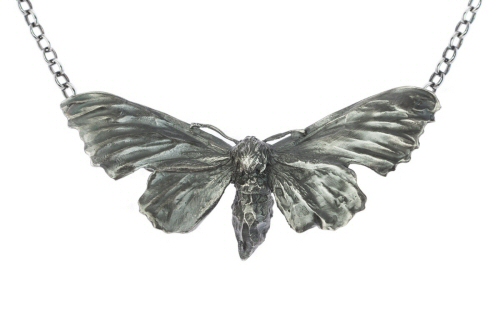 Midnight hawk moth necklace.