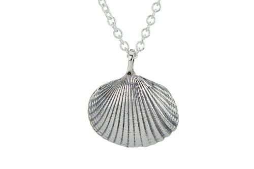 Silver Cockle shell pendant, medium size.