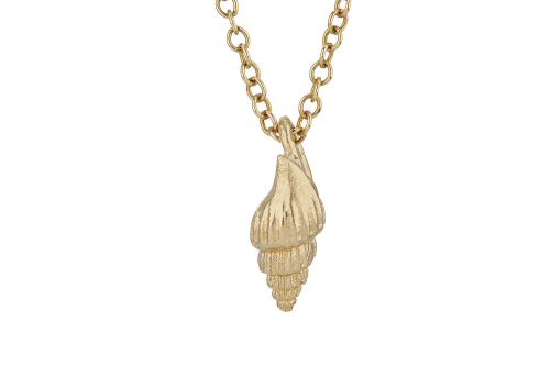 Tiny gold dog whelk pendant