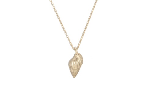 Gold Netted dog whelk shell pendant