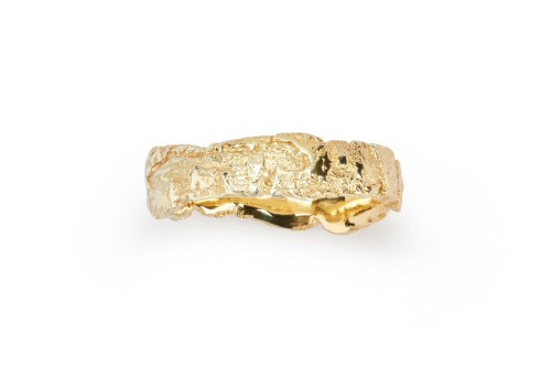 18ct Gold Wide Bark Textured Ring