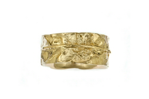 18ct Gold Wide Oak Leaf Ring