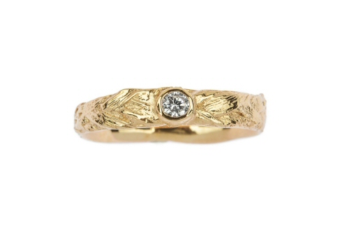18ct Gold Plaited Meadow Grass and Diamond Ring