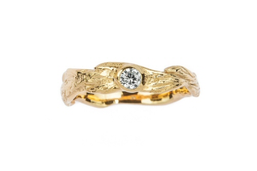18ct Gold Rye Grass and Diamond Ring.