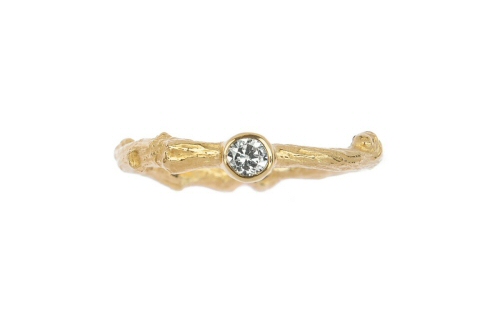 Gold twig and diamond ring.