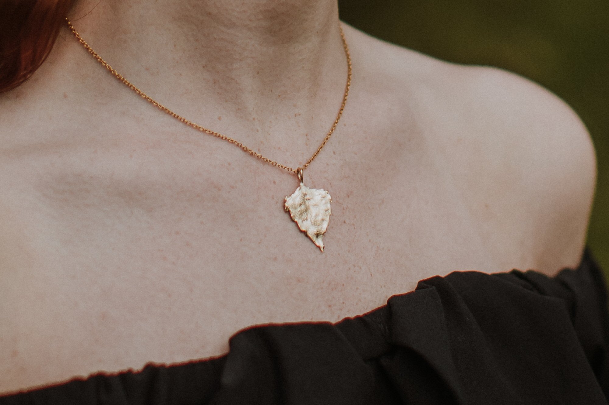 18ct Gold  Birch Leaf Necklace