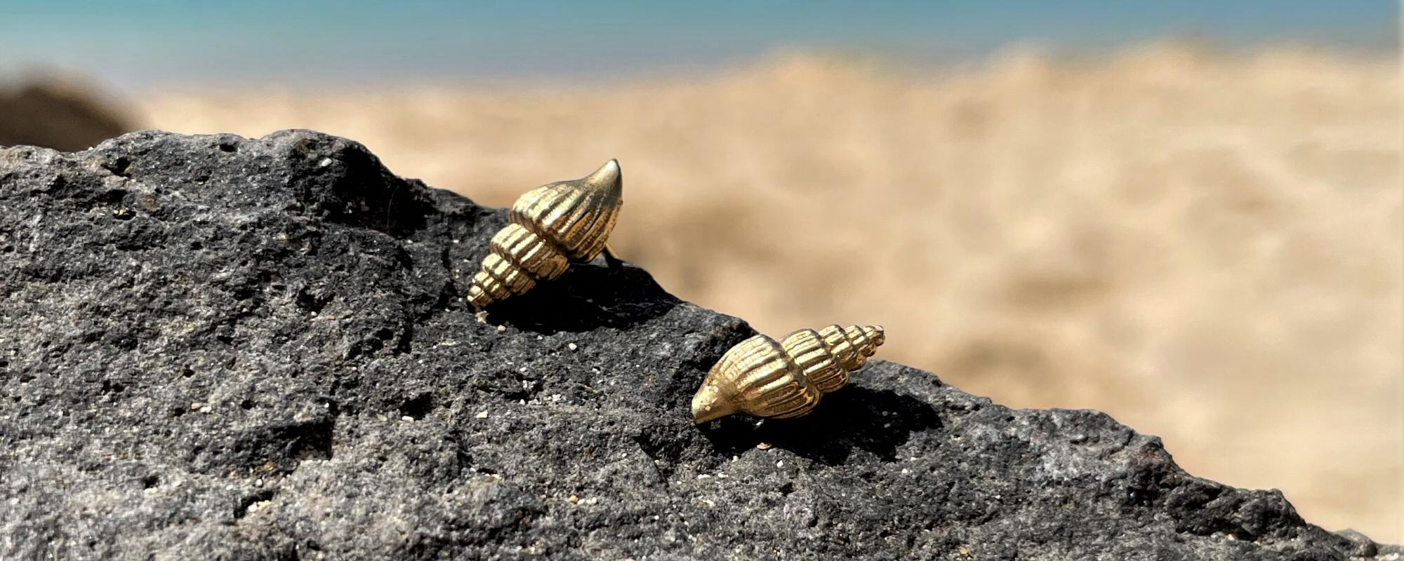 18ct Gold Dog Whelk Stud Earrings